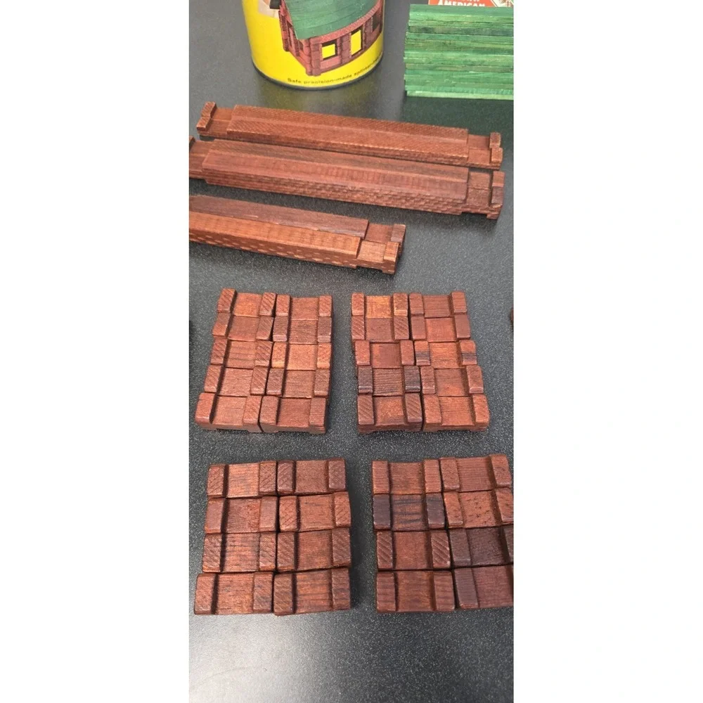 Vintage Halsam Original Hewn Square American Logs Set No.815 109 Pieces W/ Guide